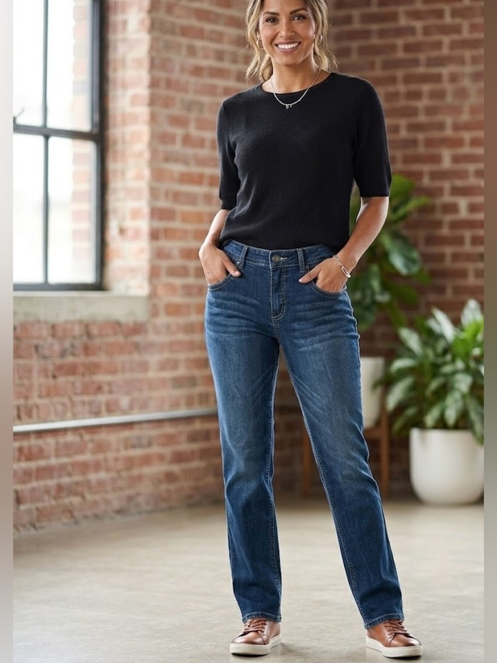 CATO Premium Dark Wash Straight Leg Jeans Stretch Comfort Waistband SZ 12
